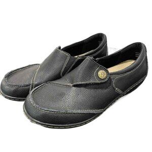 TERRIKAT  9.5 Leather Loafer Slip On Comfort Cushion Ortho Work Shoes Black